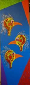 17 'Paradijsvogels 2' acryl op doek, 40x120